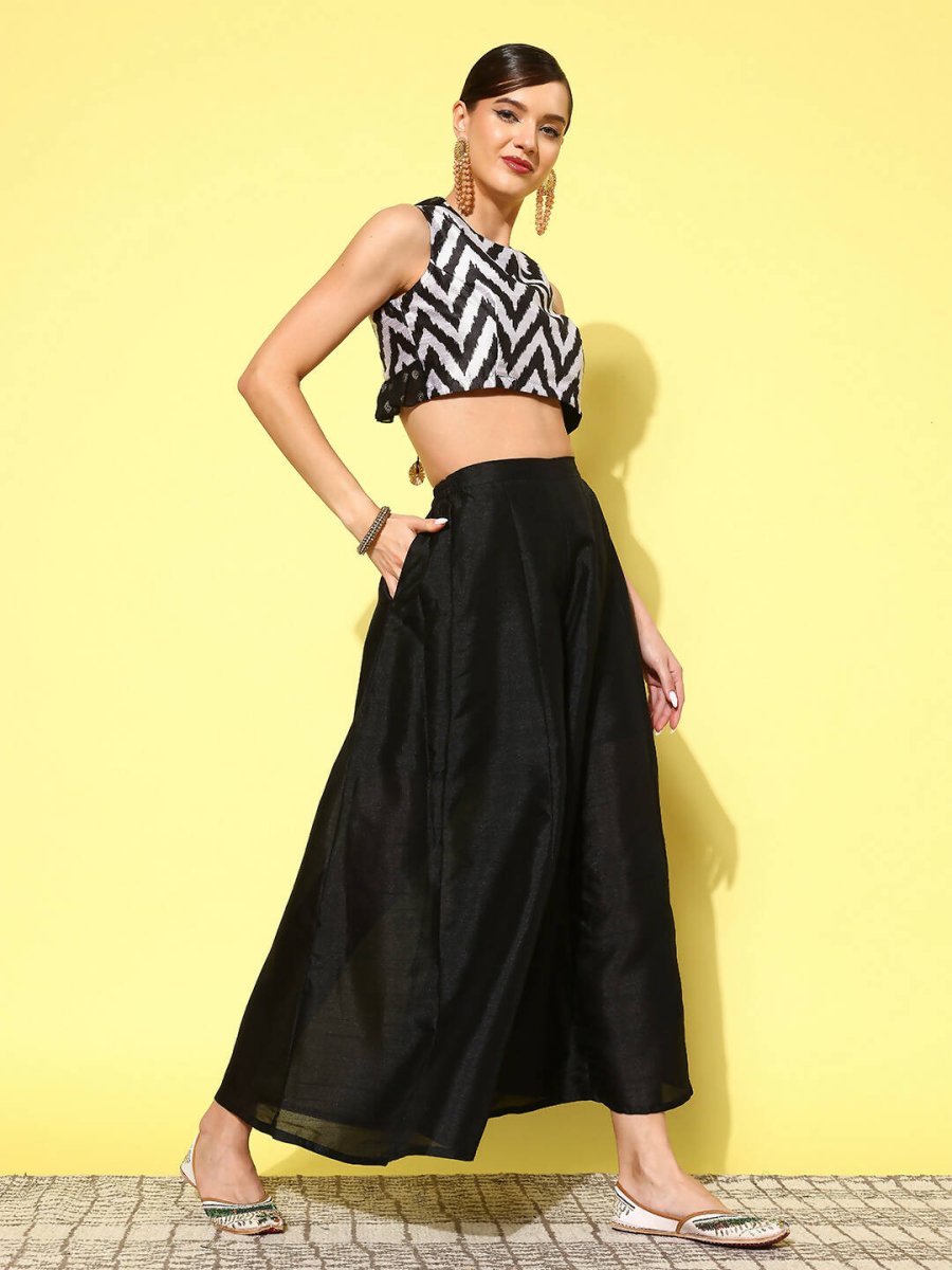Ahalyaa Women's Traditional wear Co-ords - Black - Swadesiicart