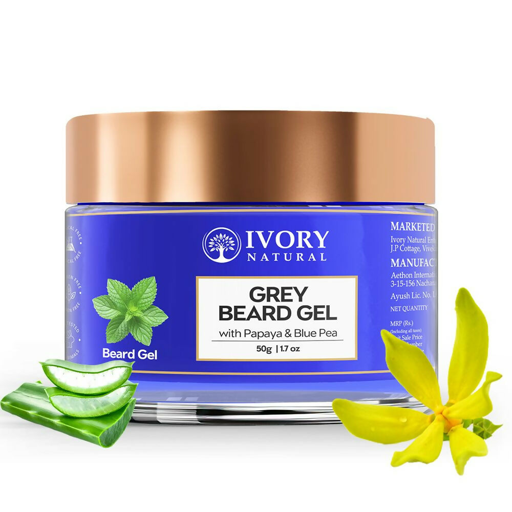 Ivory Natural Grey Beard Gel Restores Dark Shine & Vibrant Of Beard | Swadesiicart