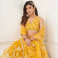 Aastha Fashion Mustard Yellow Butterfly Net White Cotton Thread Work And Sequence Work Embroidery Wedding Wear Lehenga Choli