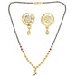 AanyaCentric Gold-Polished Short Mangalsutra Set with Earrings