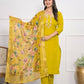 Yellow Viscose Silk Embroidery with Thread and sequence Stitched Suit With Dupatta - Tanisha | Swadesiicart