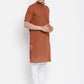 Even Apparels Brown Pure Cotton Men's H/S Kurta With Band Collar | Swadesiicart