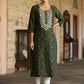 Juniper Women's Green Chinnon Printed Kurta | Swadesiicart