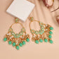 New Stylish Ethnic Partywear Light Green Hoops Kundan Earrings for Womens by House of Ree | Swadesiicart