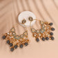 New Stylish Ethnic Partywear Gray Hoops Kundan Earrings for Womens by House of Ree | Swadesiicart
