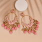 New Stylish Ethnic Partywear Light Pink Hoops Kundan Earrings for Womens by House of Ree | Swadesiicart