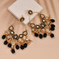 New Stylish Ethnic Partywear Black Hoops Kundan Earrings for Womens by House of Ree | Swadesiicart
