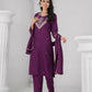 Ethnic Festive Wear Reyon Wine Stitched Suit With Dupatta - Tanisha | Swadesiicart