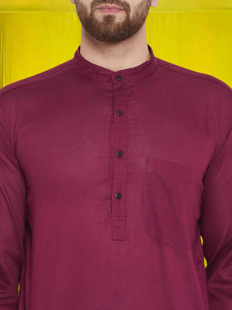 Even Apparels Pure Cotton Maroon Kurta - Maroon | Swadesiicart