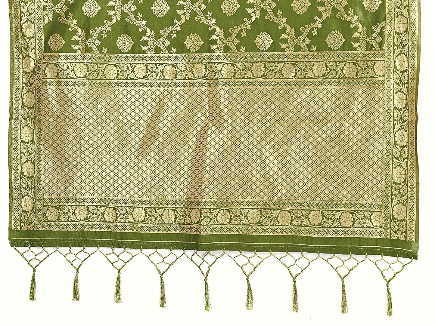 Vardha Women's Olive Green Banarasi Art Silk Saree | Swadesiicart