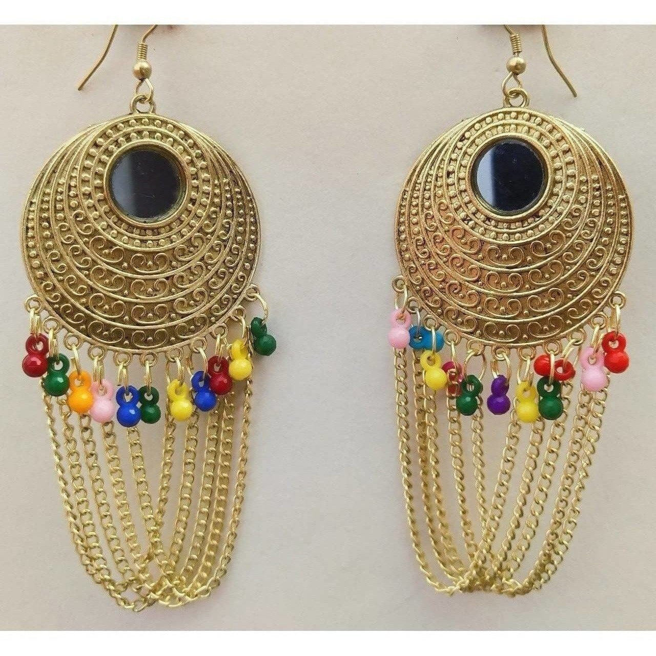 MS Fashion India Latest Traditional Gold-Polished Fashion Half Moon Earrings | Swadesiicart