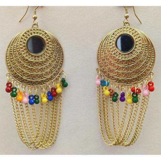 MS Fashion India Latest Traditional Gold-Polished Fashion Half Moon Earrings | Swadesiicart