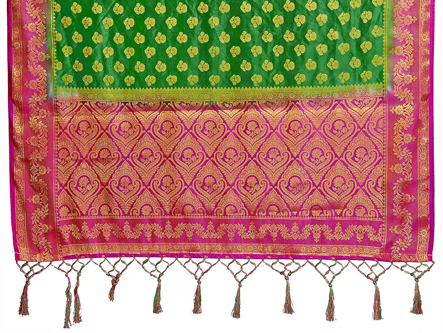 Vardha Women's Green Woven Raw Silk Banarasi Saree | Swadesiicart