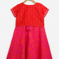 Ahalyaa Pink Crepe Floral Printed Kids Kurta with Jacket For Girls | Swadesiicart