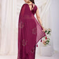 Maroon Rangoli Silk Diamond Work Ready To Wear Saree - Tamana | Swadesiicart