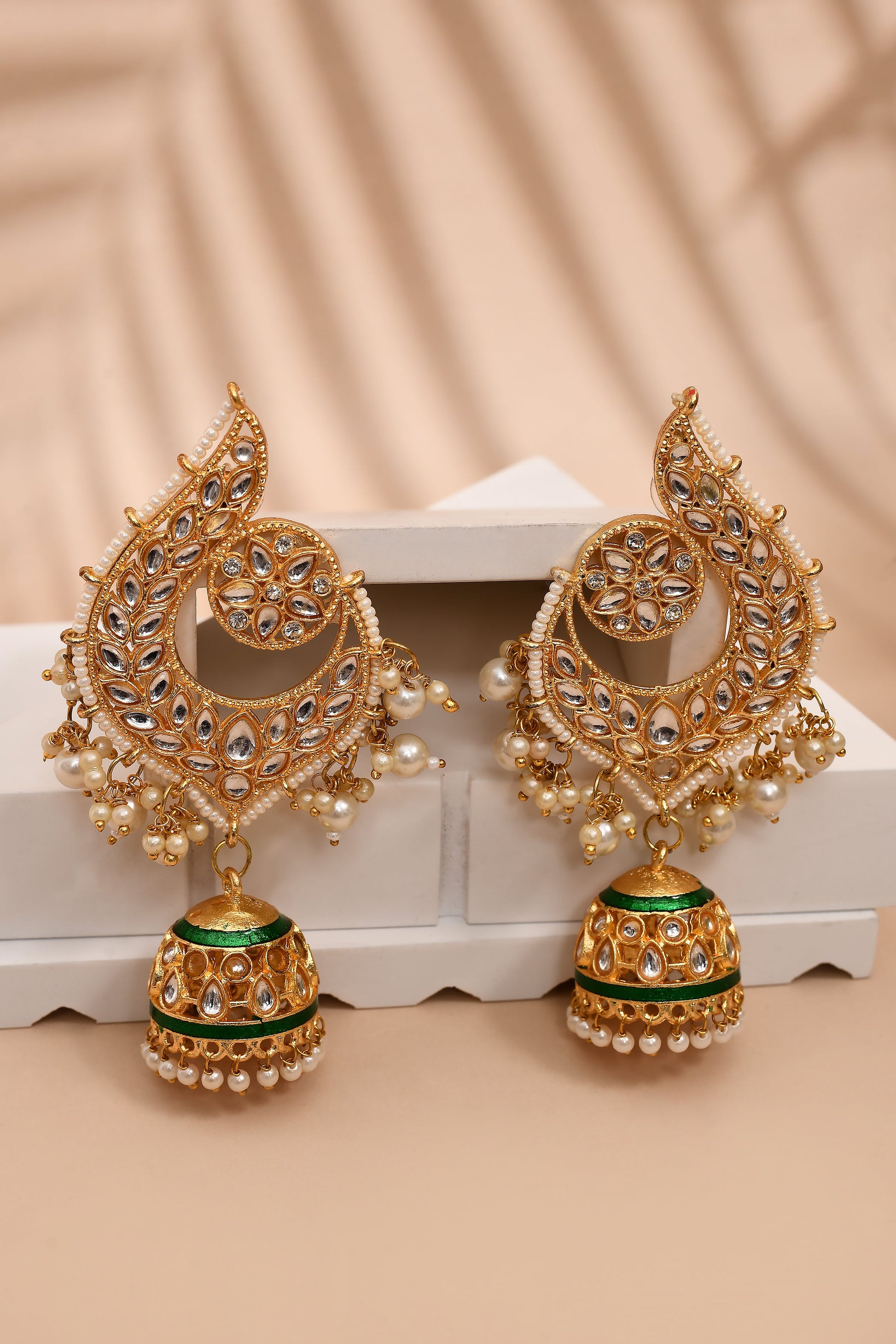 Peacock Dark Green Jhumki Drop Earrings for Womens by House of Ree | Swadesiicart
