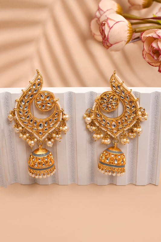 Peacock Gray Jhumki Drop Earrings for Womens by House of Ree | Swadesiicart