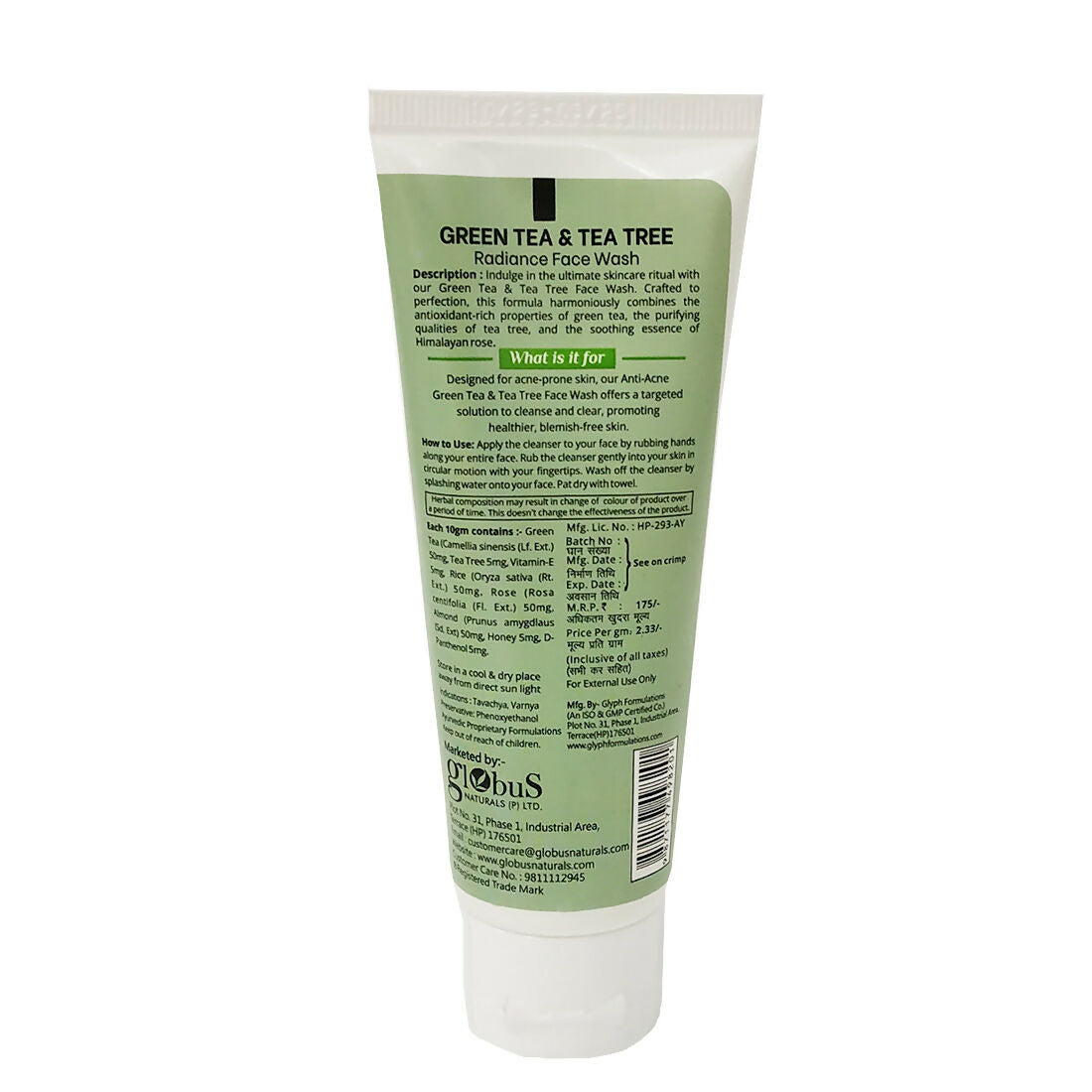 Globus Naturals Green Tea & Tea Tree Face Wash | Swadesiicart