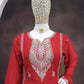 Anaita Red Heavy Chinon Readymade Suit with Embroidery & Sequence Work
