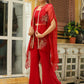 Janasya Maroon Georgette Solid Top Bottom Cape | Swadesiicart