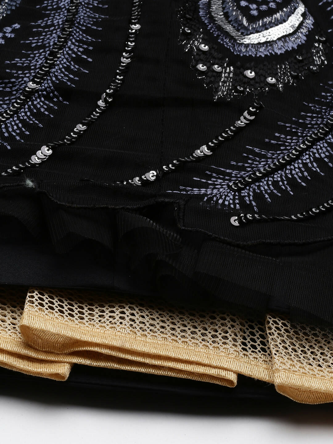 House of Panchhi Women Black Net Sequins Embroidered Lehenga & Blouse with Dupatta | Swadesiicart
