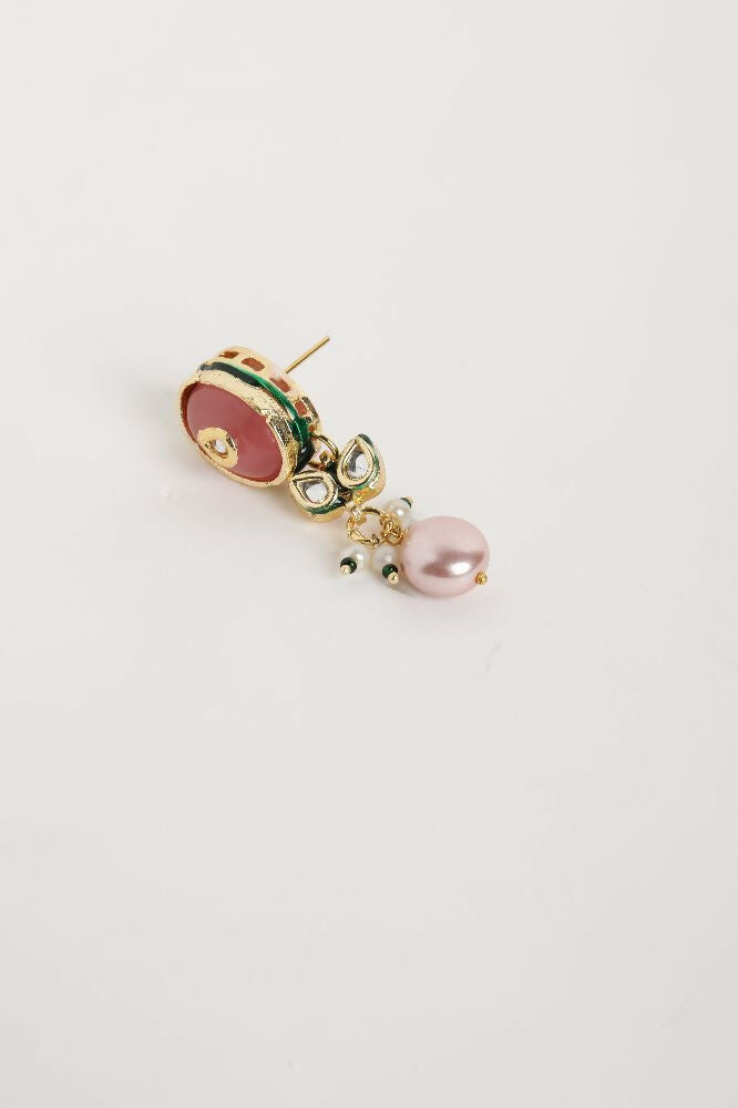 Nuyug 22K Gold Plated Radiant Rose Stone Kundan Necklace | Swadesiicart