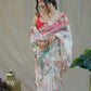 Vamsee Sarangi White Organza Saree - Swadesiicart