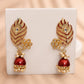 Peacock Feather Pattern Maroon Jhumki Drop Earrings for Womens by House of Ree | Swadesiicart