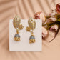 Peacock Feather Pattern Gray Jhumki Drop Earrings for Womens by House of Ree | Swadesiicart