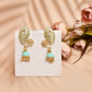 Peacock Feather Pattern Sky Blue Jhumki Drop Earrings for Womens by House of Ree | Swadesiicart
