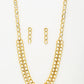 Gold-Polished Long Kundan Neckpiece With Earrings - Ruby Raang - Swadesiicart