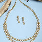 Gold-Polished Long Kundan Neckpiece With Earrings - Ruby Raang - Swadesiicart