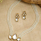 Long Kundan Neckpiece With Studs - Ruby Raang - Swadesiicart
