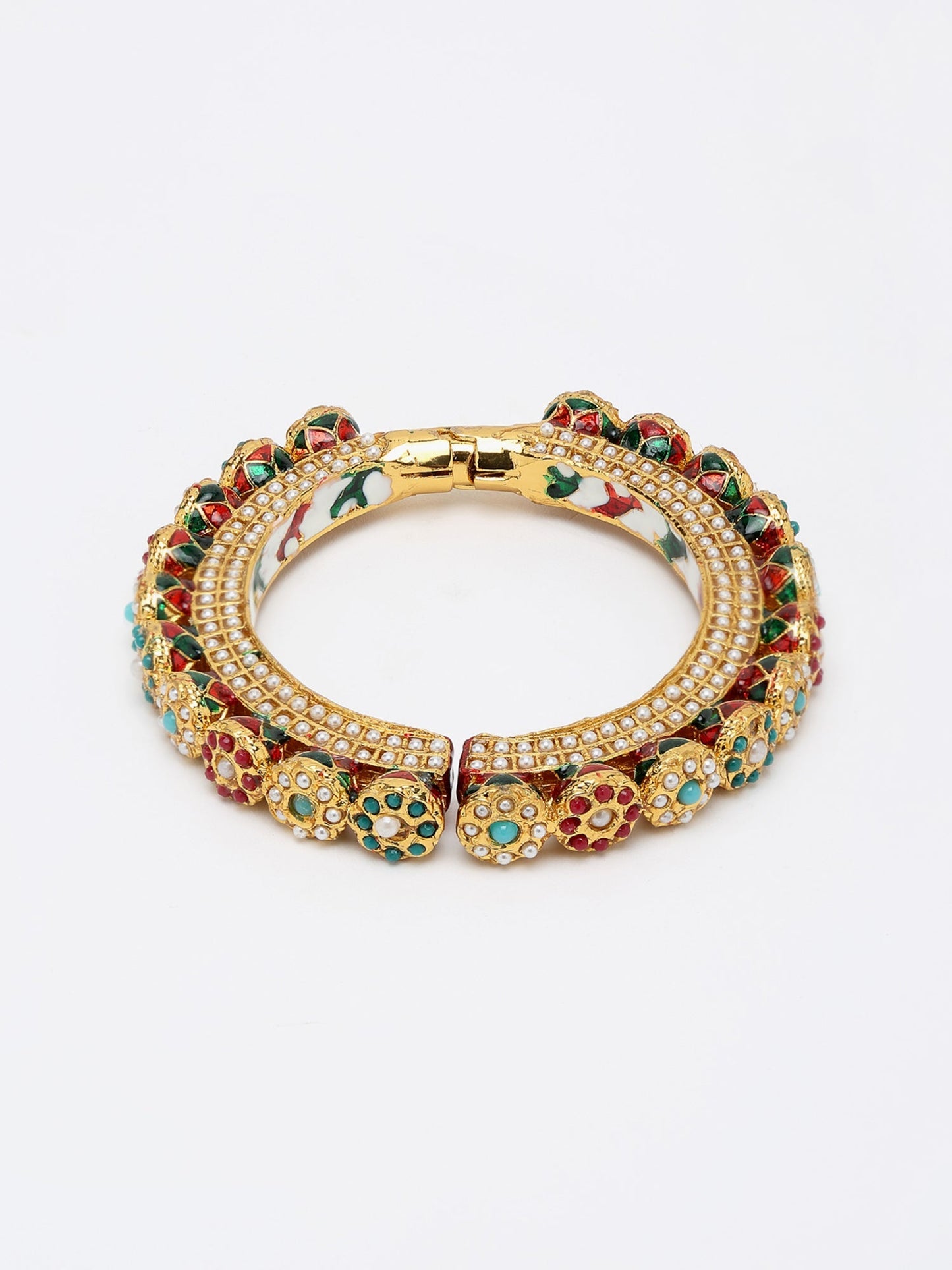 Multi Embellished Bangle - Ruby Raang - Swadesiicart