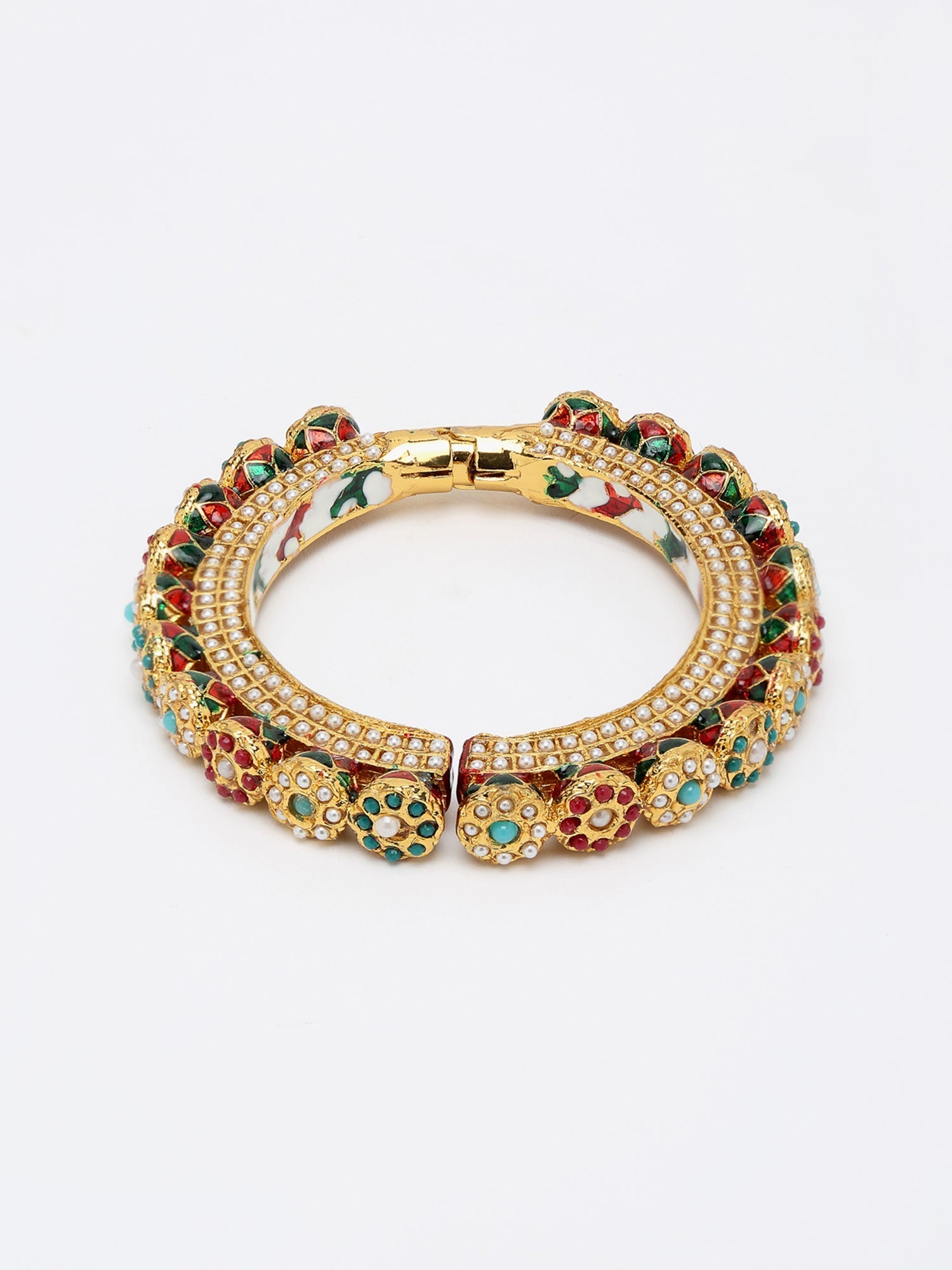 Multi Embellished Bangle - Ruby Raang - Swadesiicart