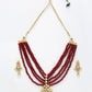 Gold-Polished Maroon Kundan Studded Beaded Jewellery Set - Ruby Raang - Swadesiicart