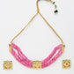 Gold-Polished Pink Kundan Choker With Studs - Ruby Raang | Swadesiicart