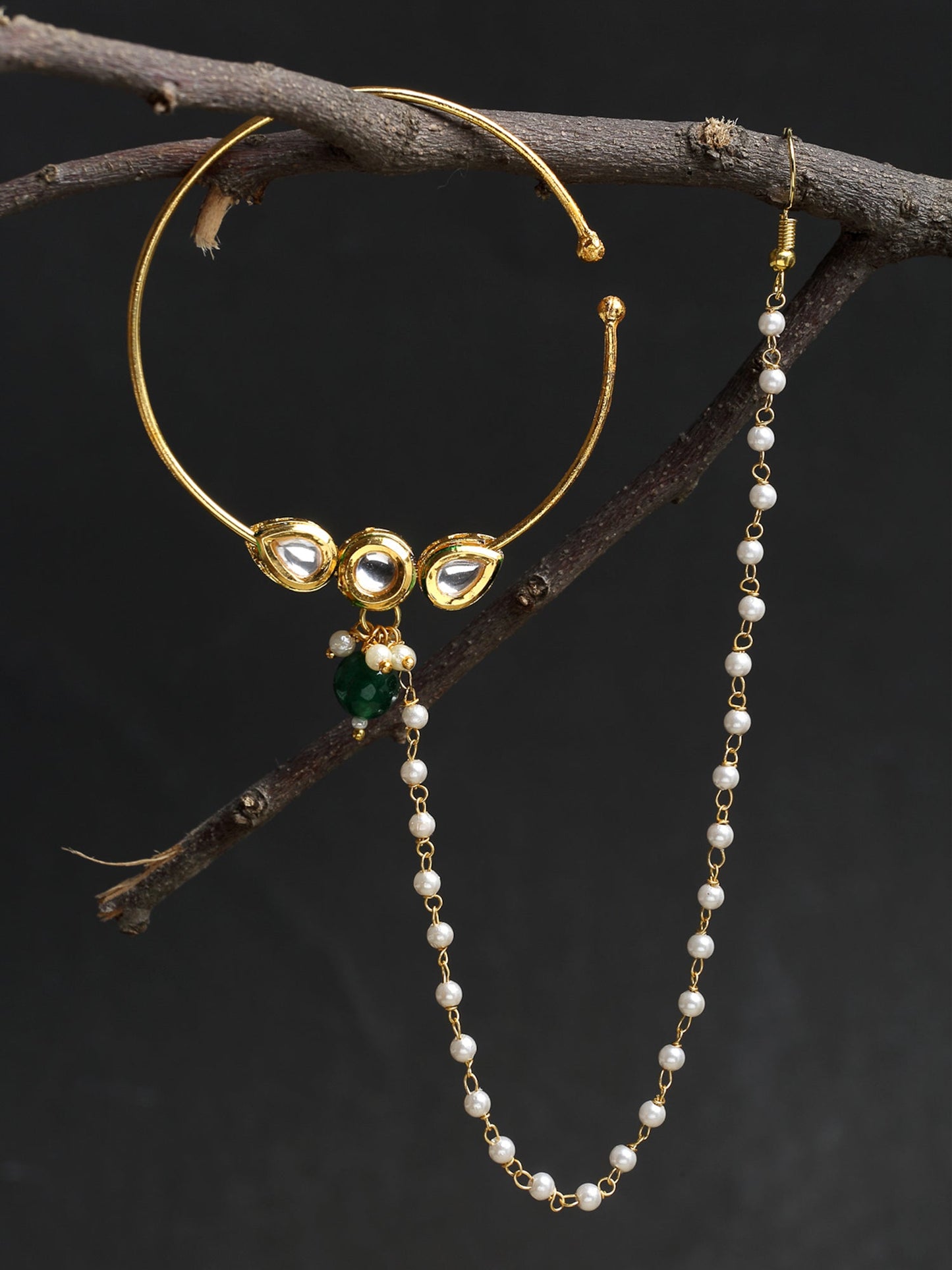 Kundan Nose Ring - Ruby Raang | Swadesiicart
