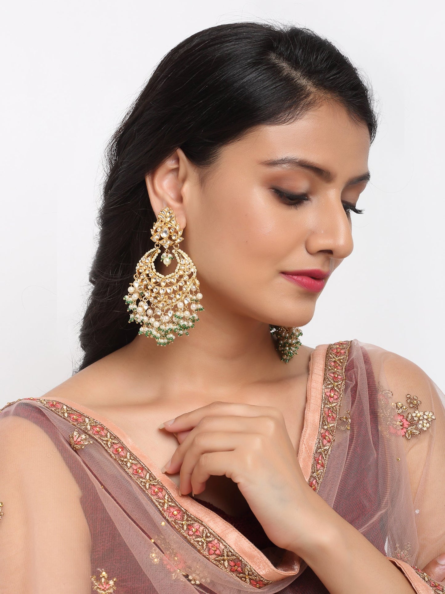 Kundan Stone Earrings - Ruby Raang | Swadesiicart