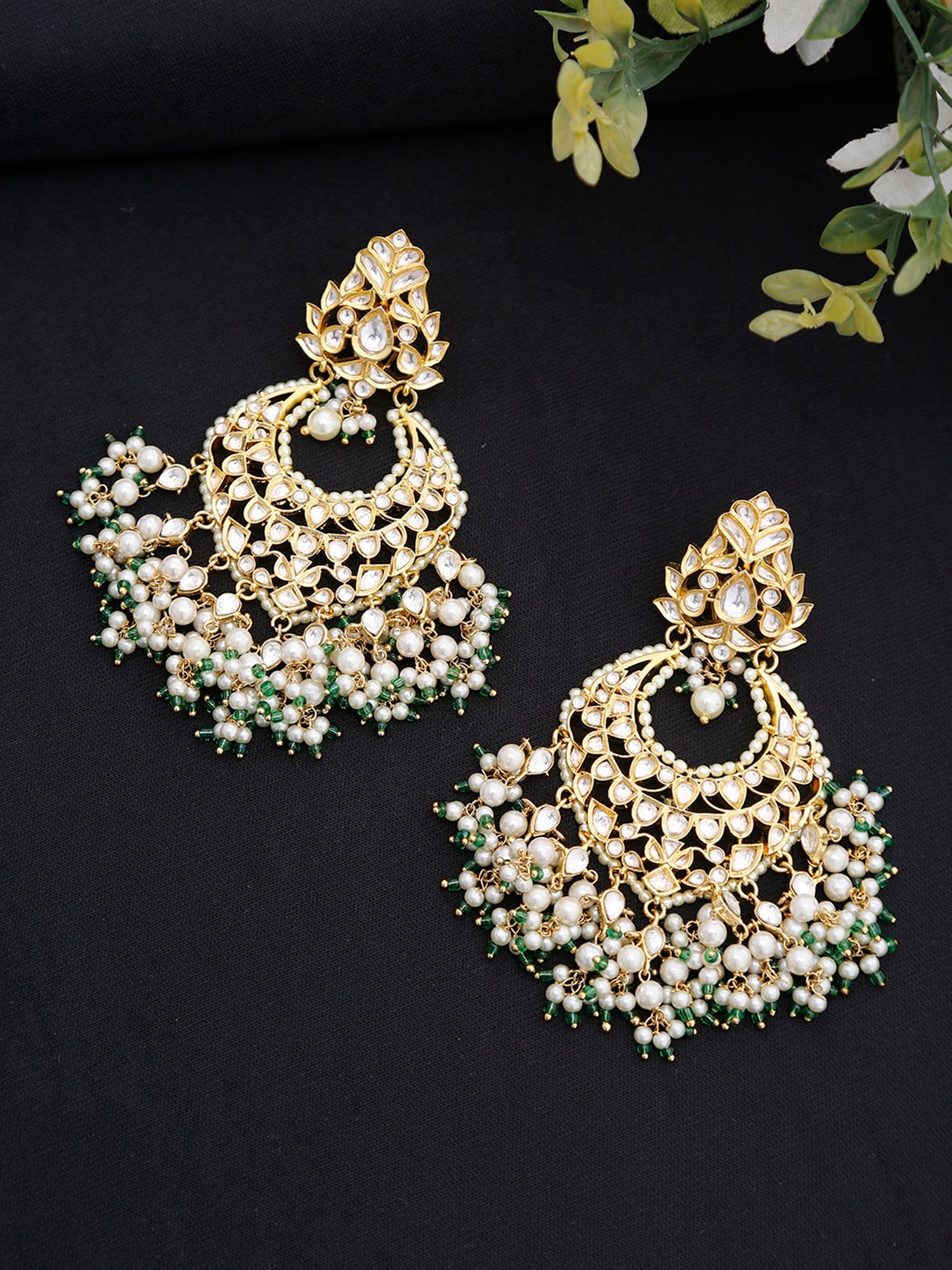 Kundan Stone Earrings - Ruby Raang | Swadesiicart