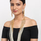 Layered Pearl Kundan Neckpiece With Earrings - Ruby Raang - Ruby Raang Studio