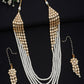 Layered Pearl Kundan Neckpiece With Earrings - Ruby Raang - Swadesiicart
