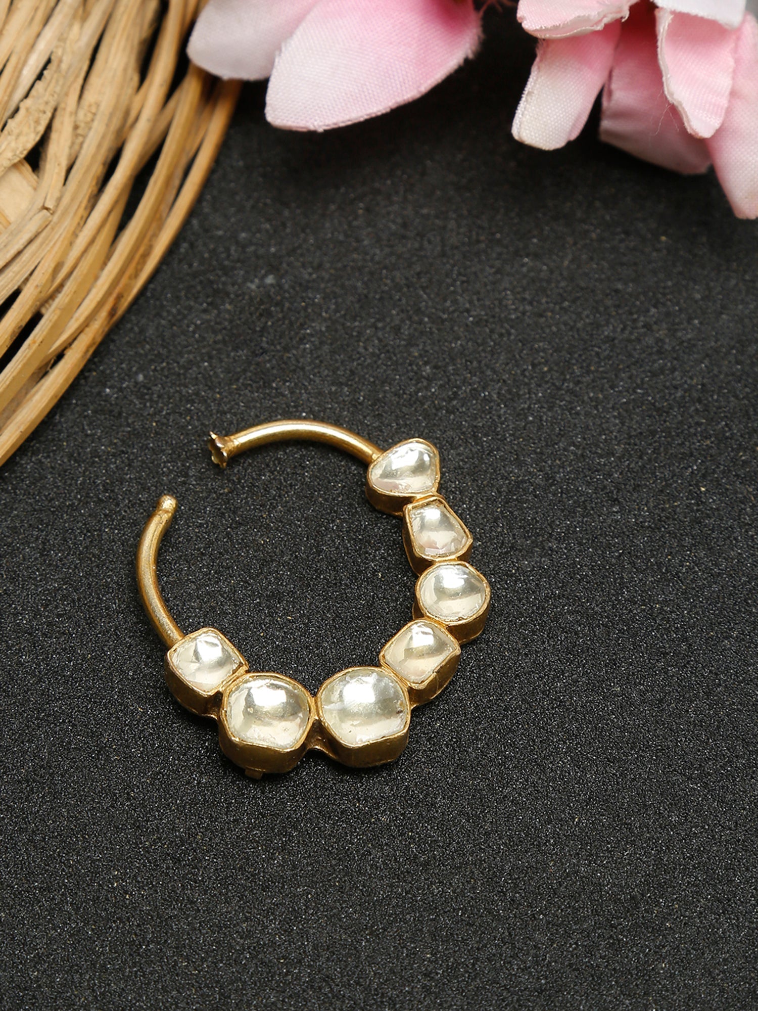 Kundan Nose Ring - Ruby Raang | Swadesiicart