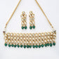 Stone Kundan Choker With Earrings - Ruby Raang | Swadesiicart