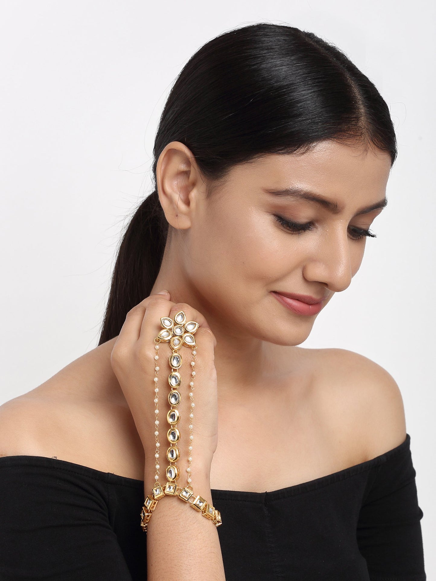 Kundan Hand Harness - Ruby Raang - Ruby Raang Studio