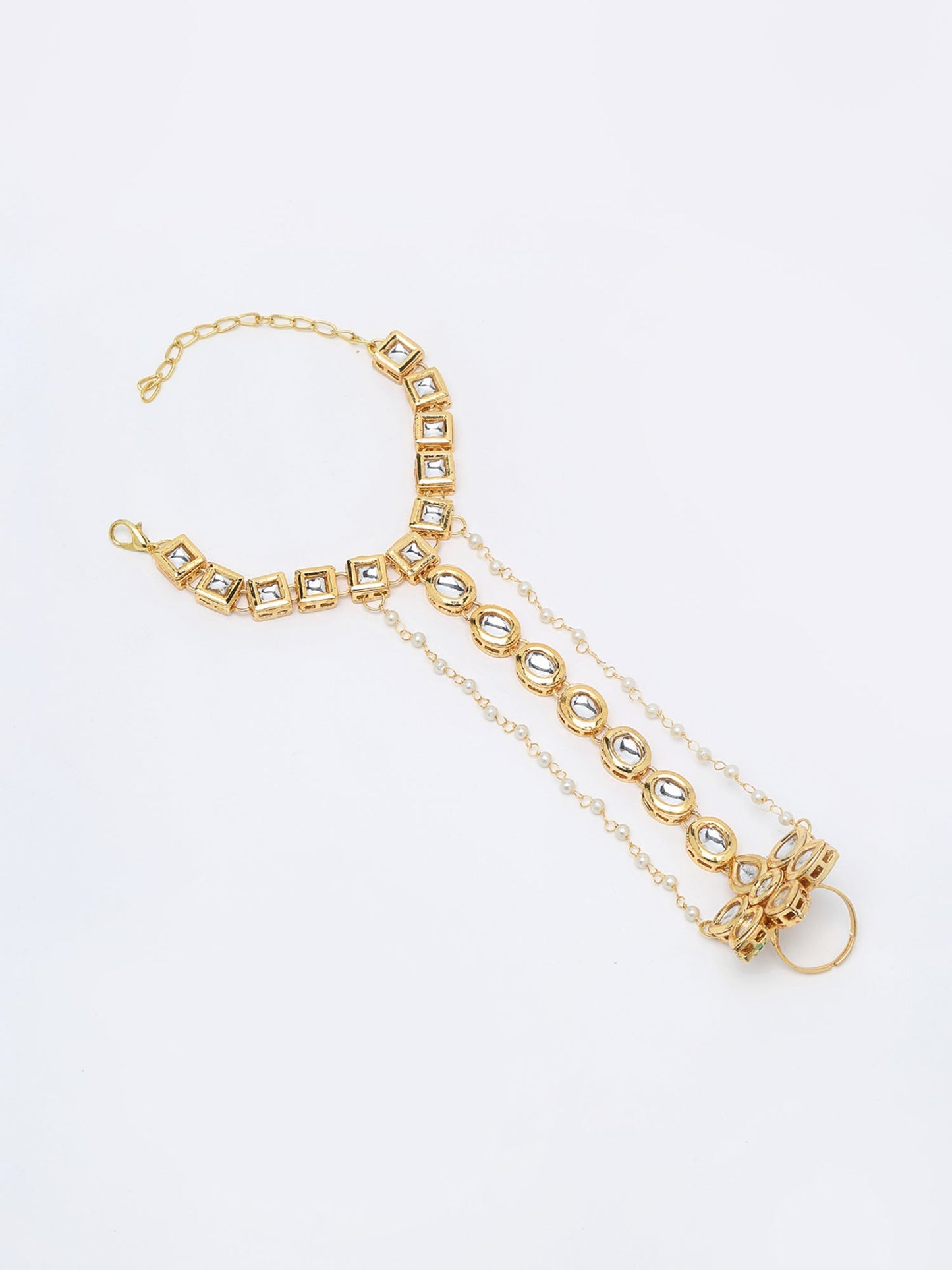 Kundan Hand Harness - Ruby Raang - Swadesiicart