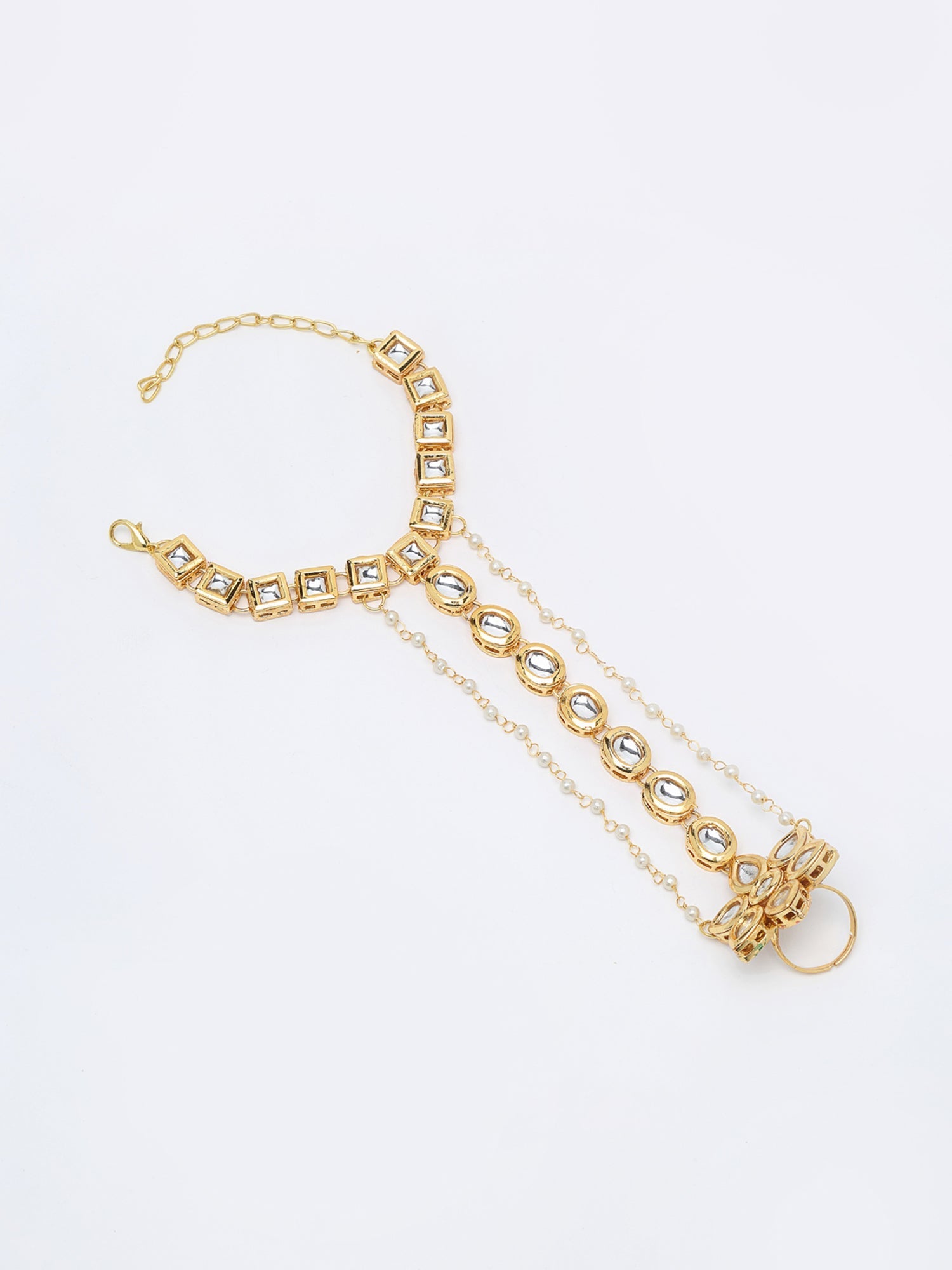 Kundan Hand Harness - Ruby Raang - Swadesiicart