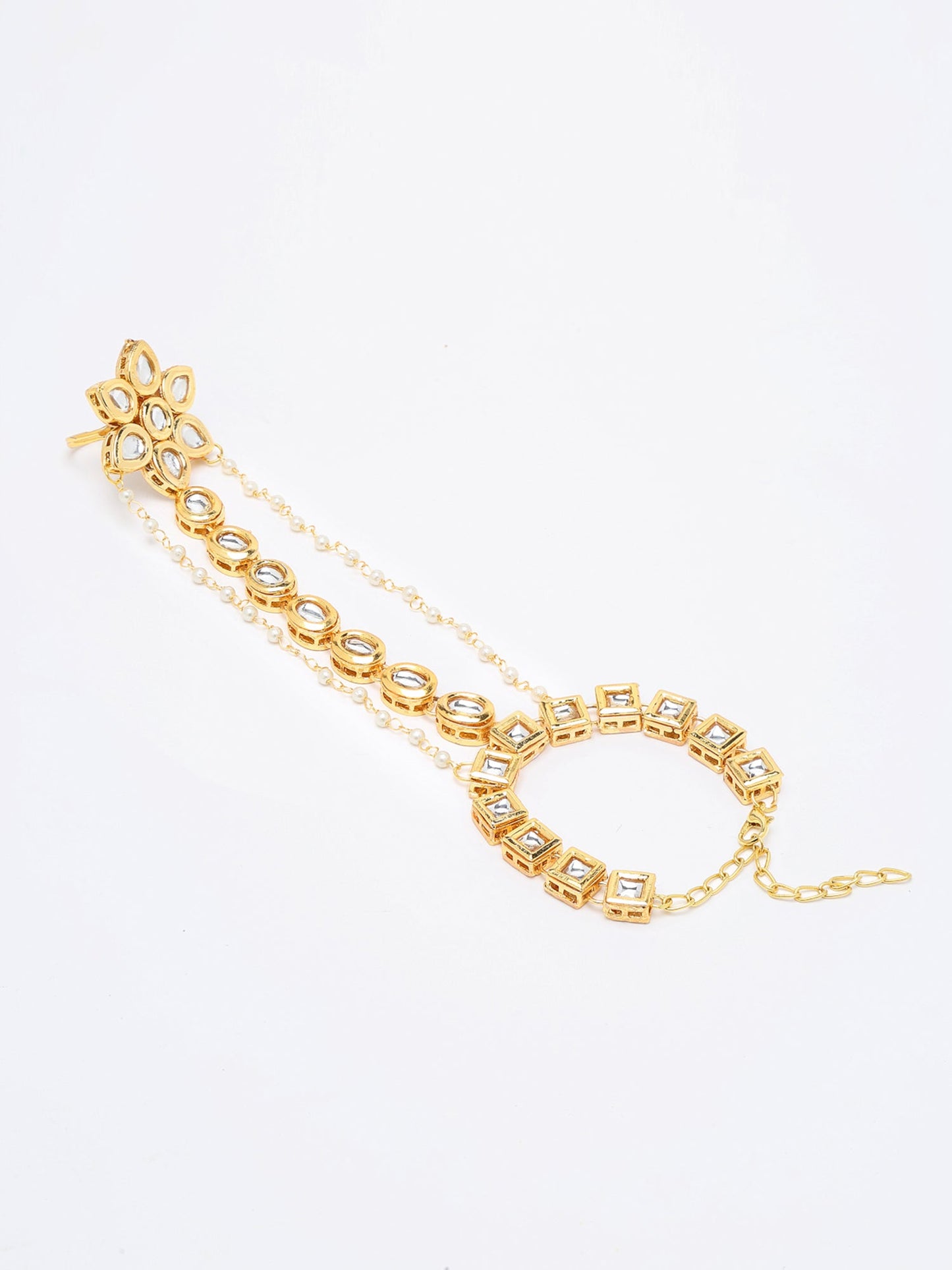 Kundan Hand Harness - Ruby Raang - Swadesiicart