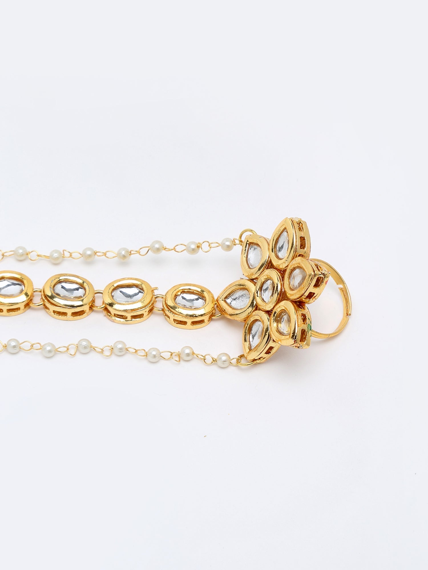 Kundan Hand Harness - Ruby Raang - Swadesiicart