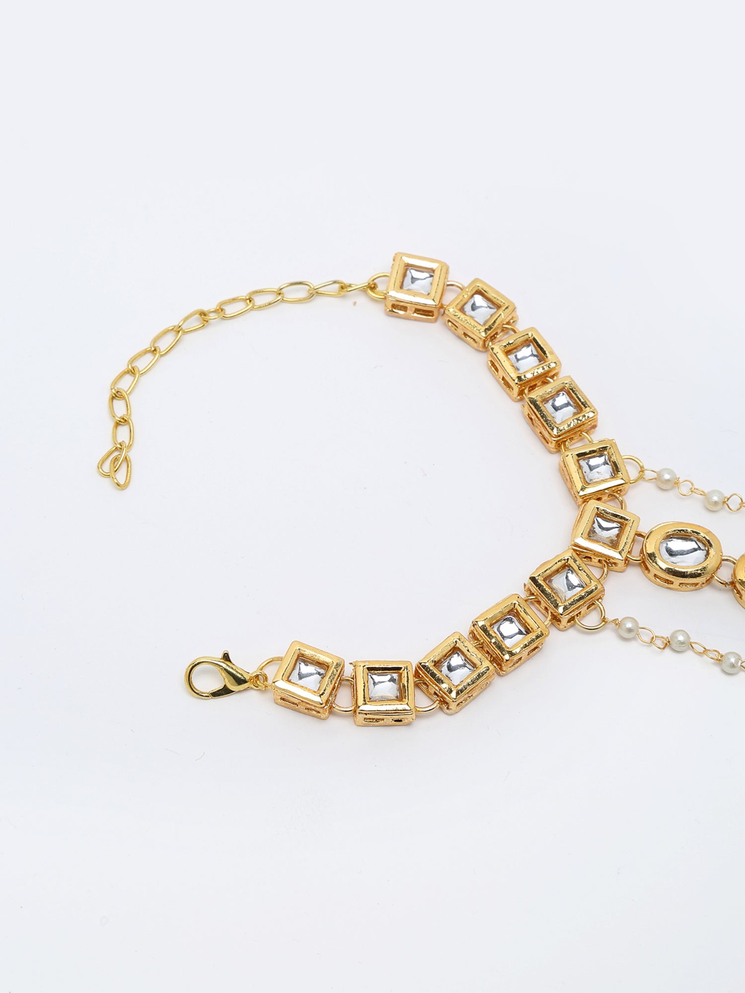 Kundan Hand Harness - Ruby Raang - Swadesiicart